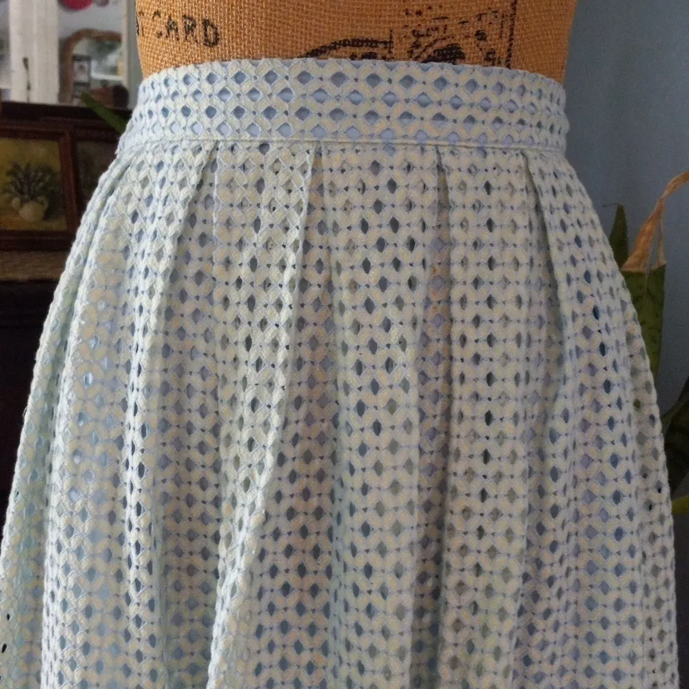 Asilio Revolve Lemonade Lake Embroidered Eyelet A-line Midi Skirt in Sea Mist - Image 13