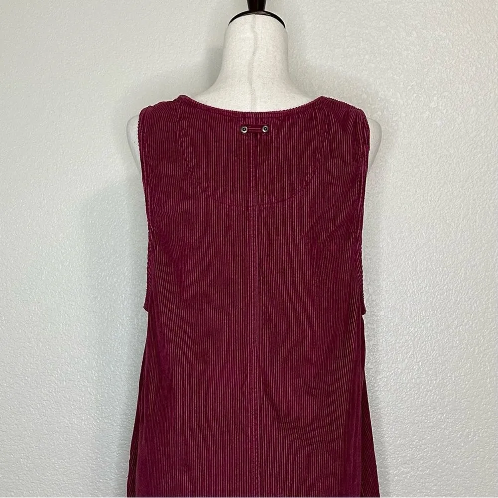 Blue J. 100% Cotton Corduroy Burgundy Button Down Sleeveless Dress Size M - Image 8