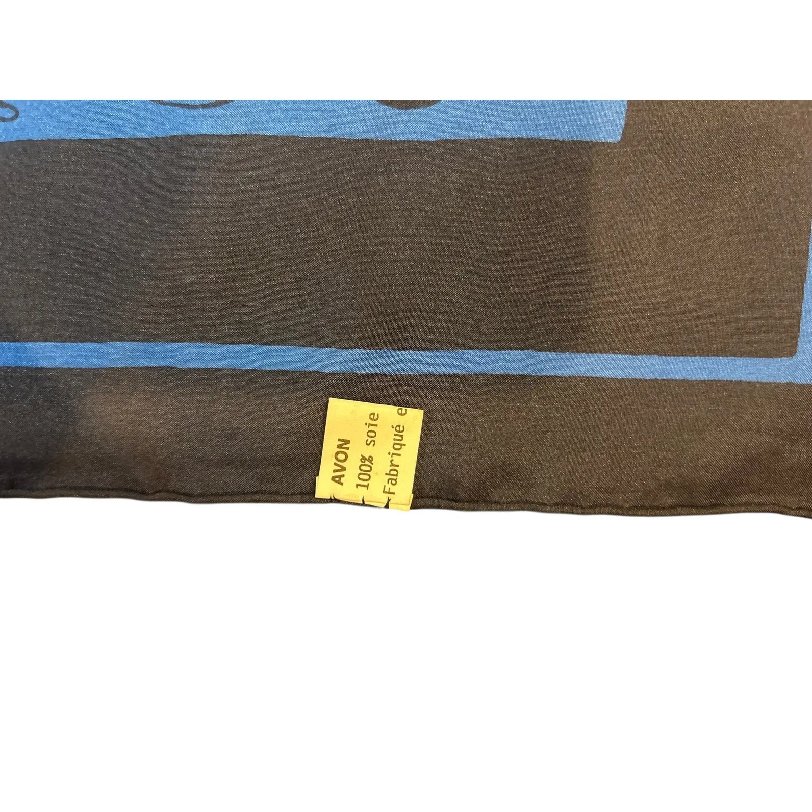 AVON Women's 100% Silk Handrolled Hem Scarf Blue Letter Alphabet Teacher 32" - Image 4