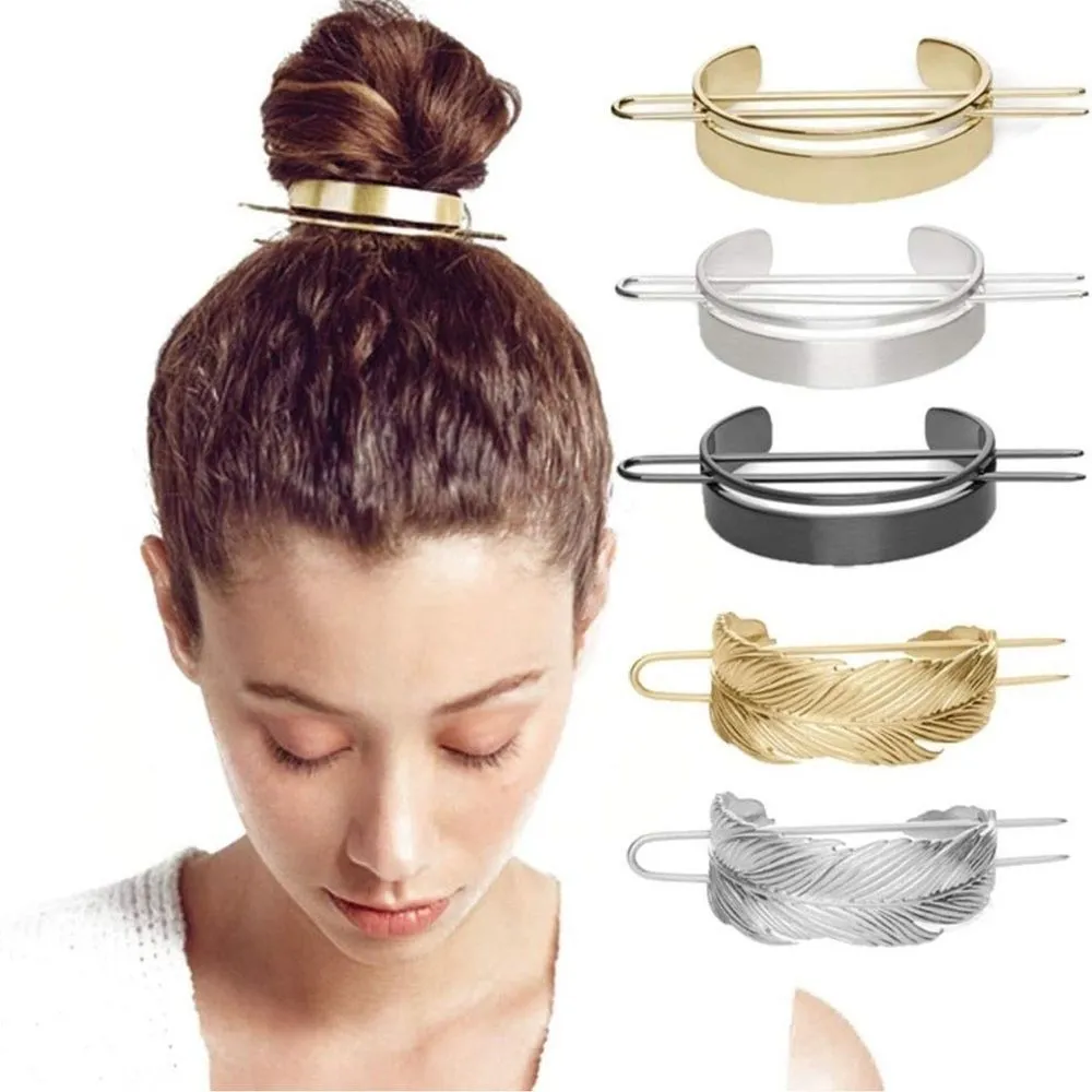 Bun Cuff,Hair Jewelry Bun Cage Minimalist Round Hair Clip Hair Pin Holder​ Silver - Image 4
