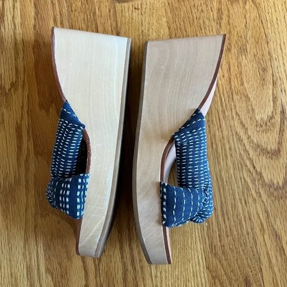 Loeffler Randall Taylor Wedge Sandals Womens‎ blue 7 Knotted Upper EUC - Image 6