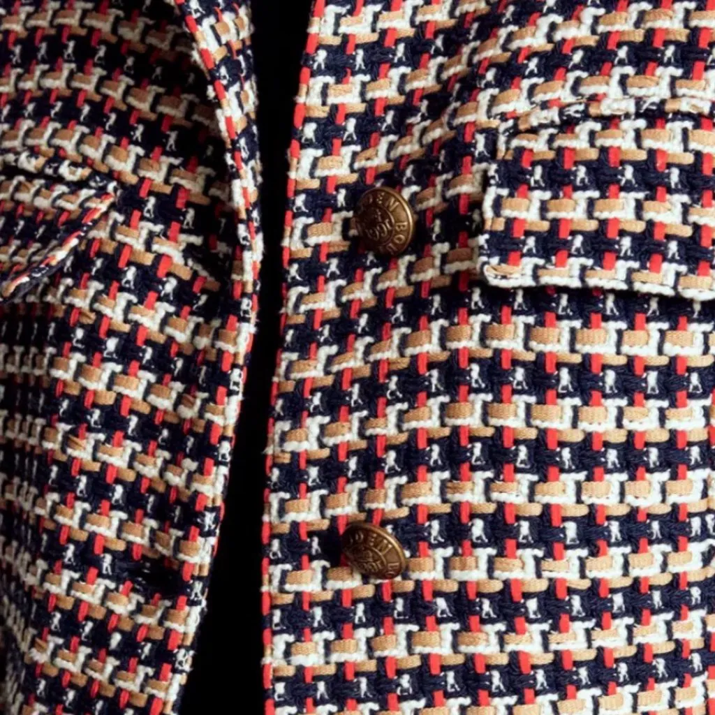 NWT Boden Pocket Detail Coat Camel Navy Red - Image 3