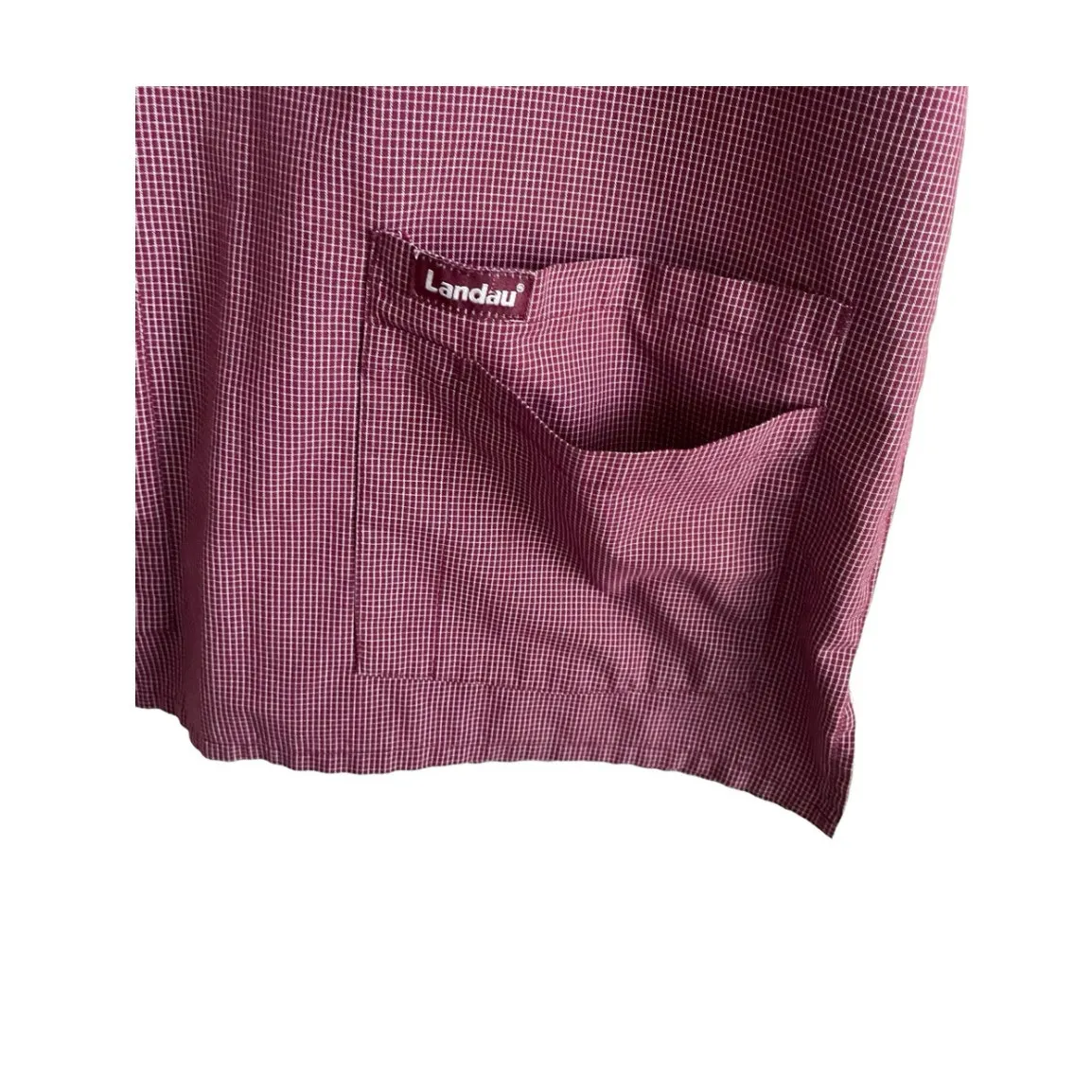 Landau Womens Scrub Top M Burgundy Check V - Image 6