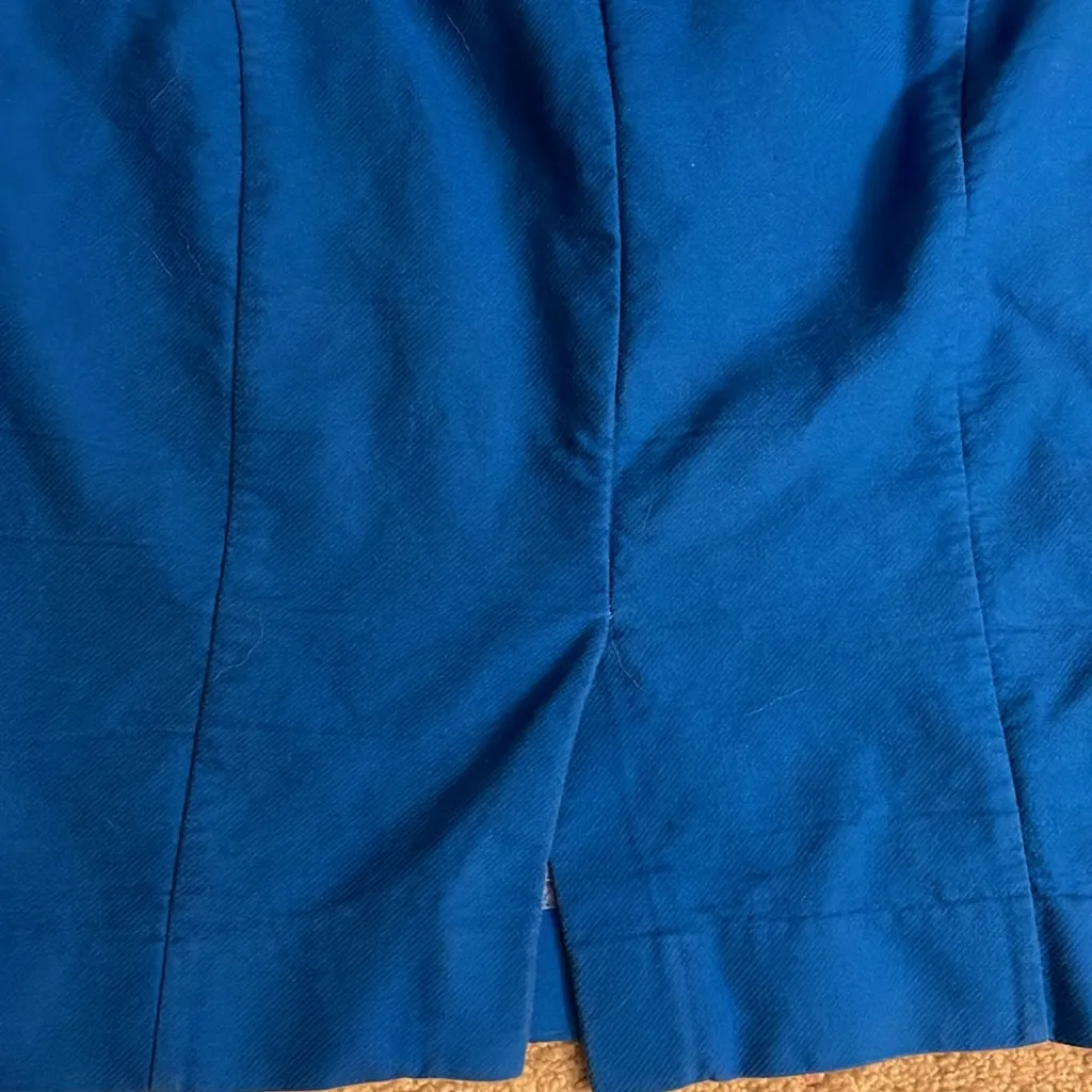 J. Crew The Pencil Skirt stretch deep blue with pockets & black slit‎ size 4 - Image 8