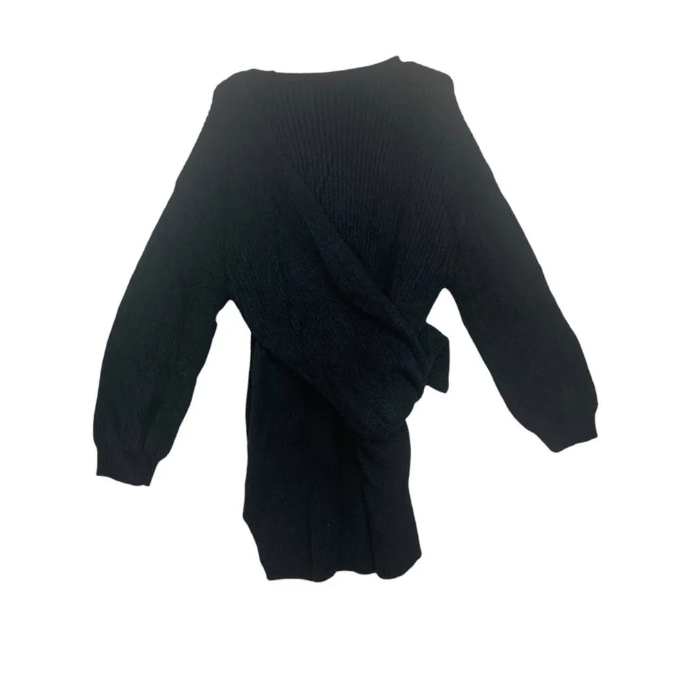 House of Harlow x revolve womens large wool sweater wrap dress black alpaca long - Image 4