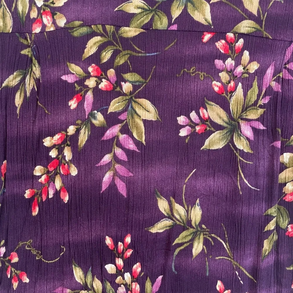 Purple Vintage Floral Short Sleeve Button Up Shirt Jaclyn Smith Collar Tropical - Image 4