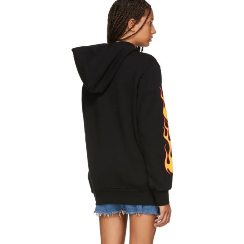 Palm Angels Black Flame Sleeve Hoodie Medium - Image 3