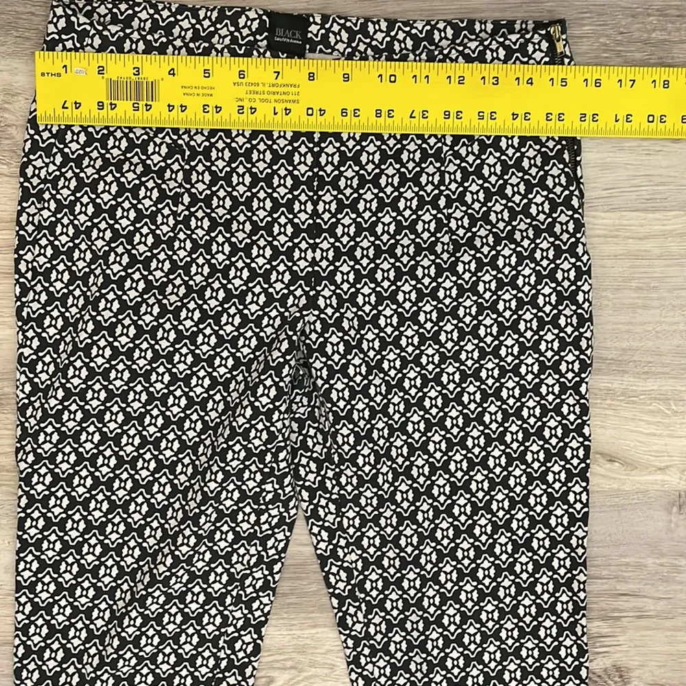 Black Saks Fifth Avenue Charcoal & White Regal Print Side Zip Pants Size 4 Multiple - Image 9
