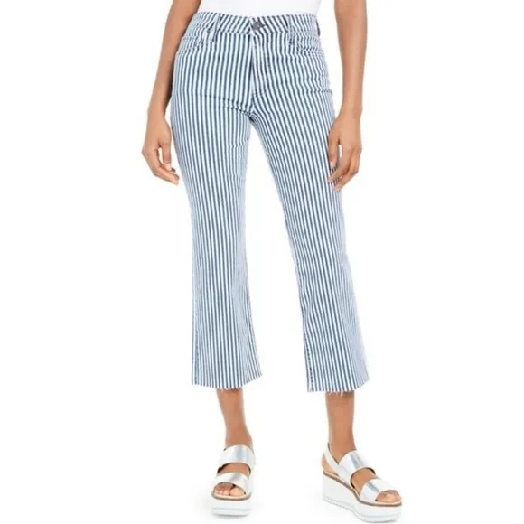 KUT‎ From The Kloth Kelsey High Rise Ankle Flare Blue White Striped Jeans Size 4 - Image 3