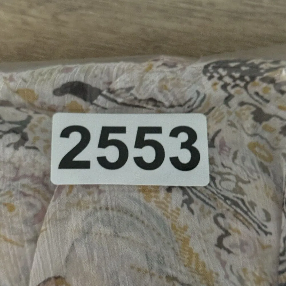 Free People Shirt Women Medium Cream Tan Paisley Say You Will Sheer Babydoll Y2K - Image 7