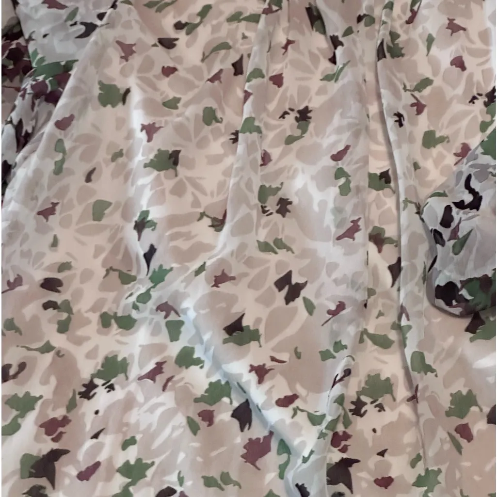 TAKHO Women's Chiffon Floral Print Tunic Dress Mini Sleeves White Size L - Image 3