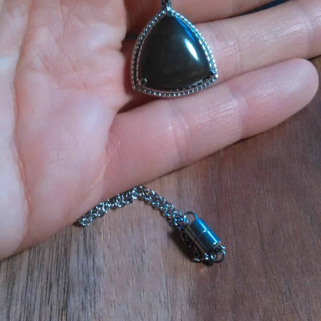 Mexican Velvet Obsidian Stainless Steel Pendant Necklace - Image 10