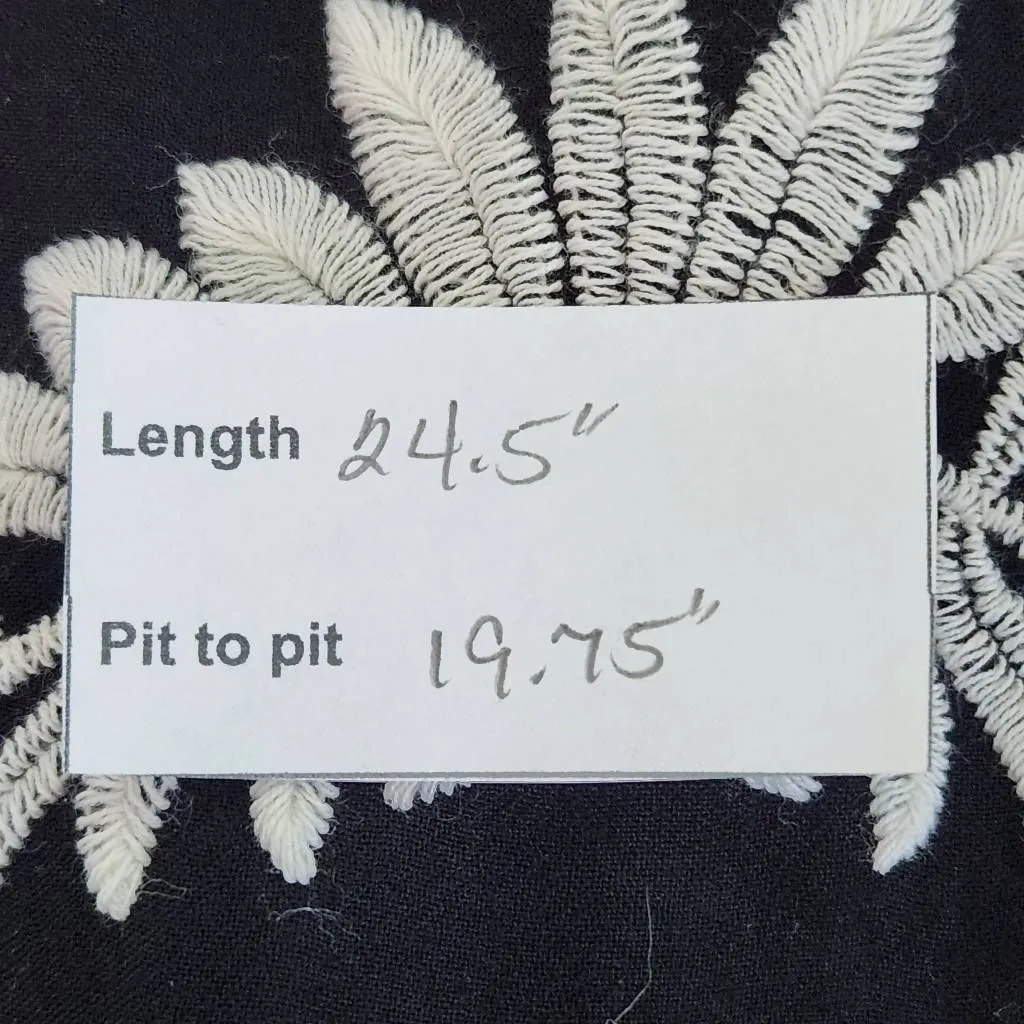 Lapis Black and Cream Boho Top with Crochet Lace Accents NWT Size Small - Image 9