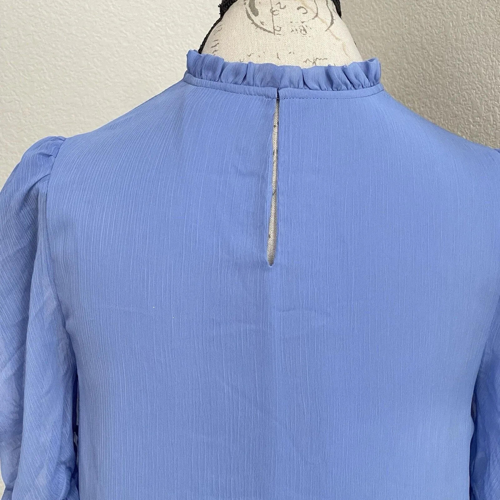 Express Womens Blouse Small Ruffle Puff Sleeve Preppy Boho Cottagecore Cottage - Image 10