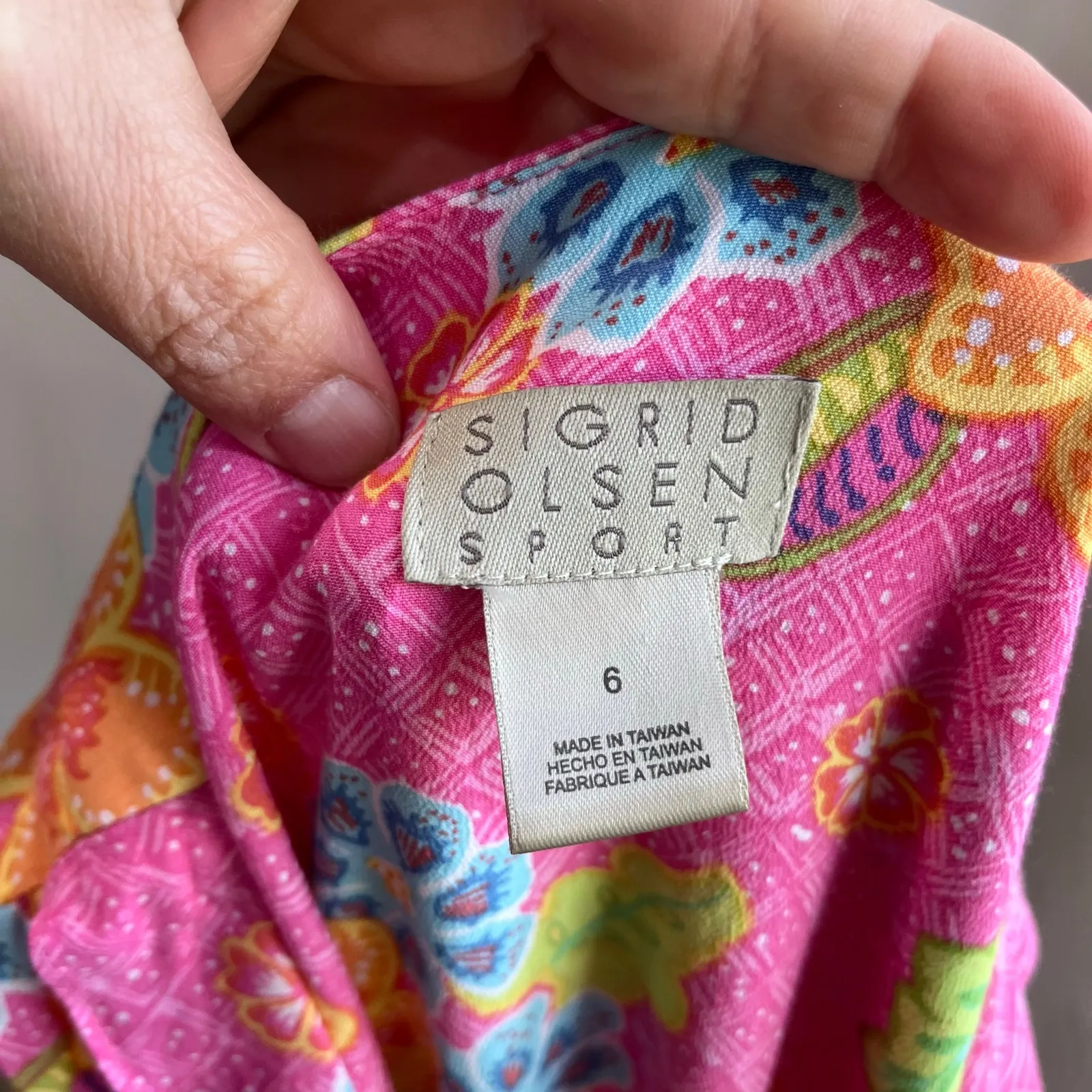 Sigrid Olsen Sport Y2K Pink Floral Sleeveless Ruffle V Neck Midi Dress Size 6 - Image 6