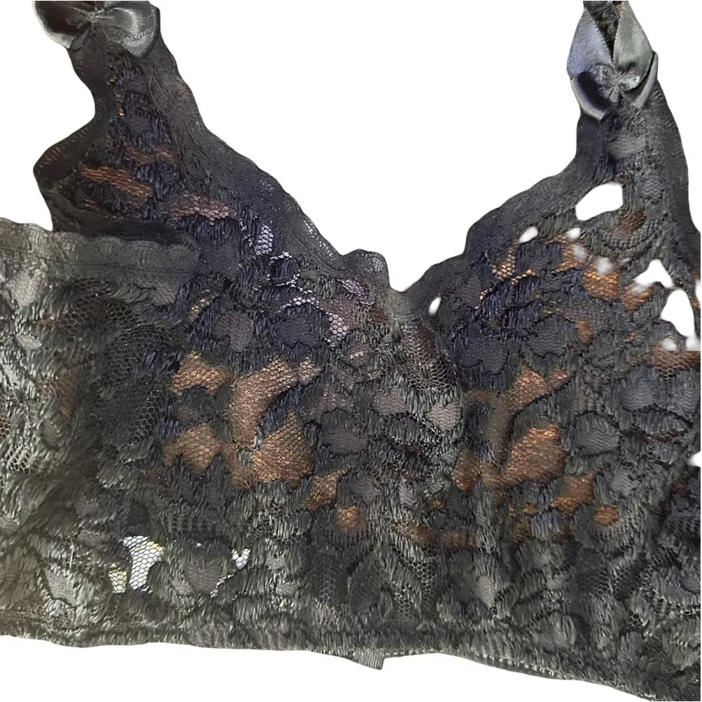 Vintage Victoria’s Secret GOLD Label Black Silky Lace Garter Belt - Image 2