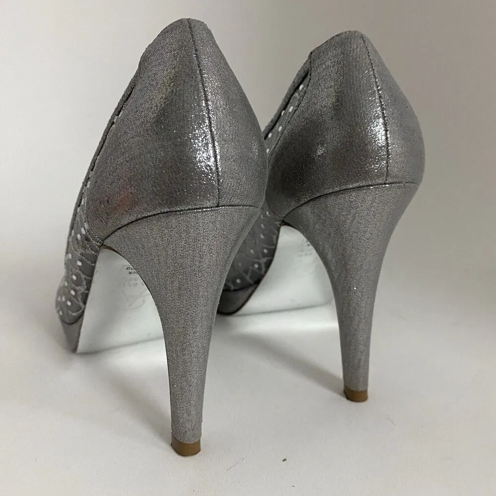ADRIANNA PAPELL Foxy Silver Sterling Pumps Formal Women Shoes Size 6.5M Wedding - Image 10