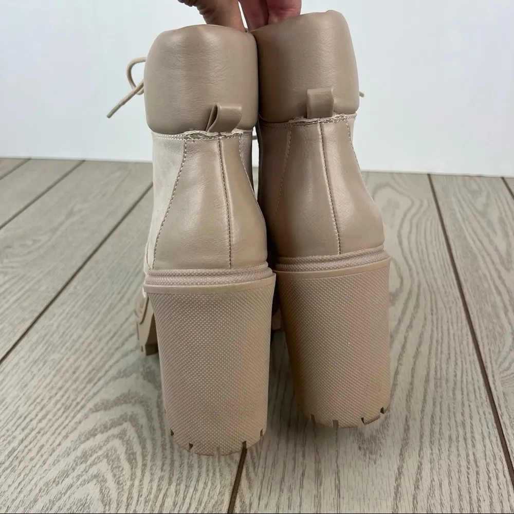 Madden Girl Roguee Chunky Lug Heel Lace-up Work Boots 10M Putty $80 - Image 8