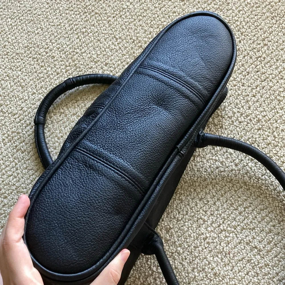 A.P.C. Vintage Black Shoulder Bag Genuine Leather Handbag Pockets Like New - Image 13