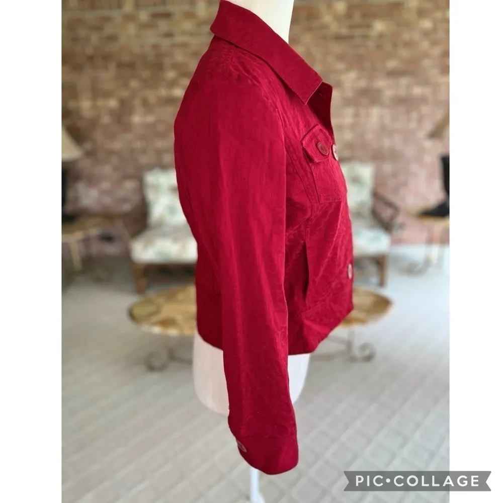 Jones New York Jacquard Animal Print Red Wine XSP Classic Office Chic Cropped - Image 11