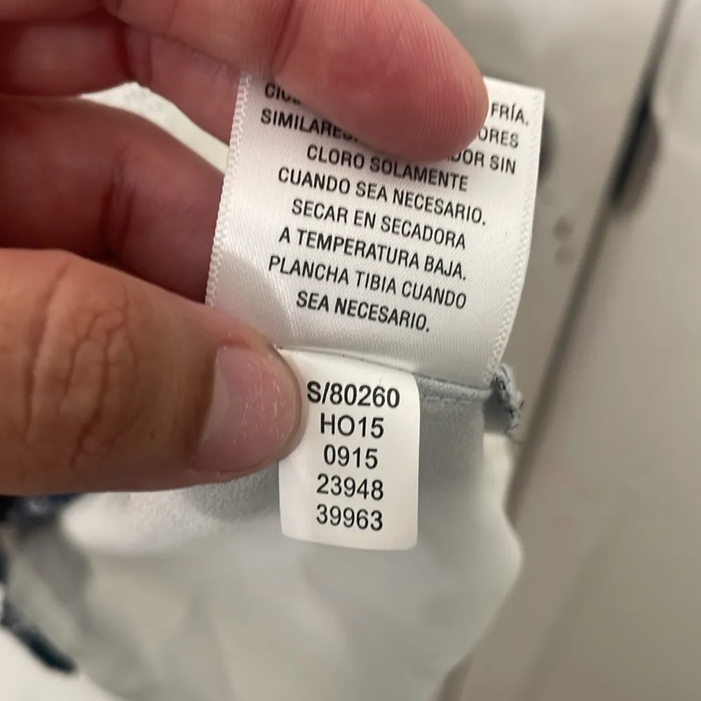 navy blue/white sheer blouse, size medium - Image 4