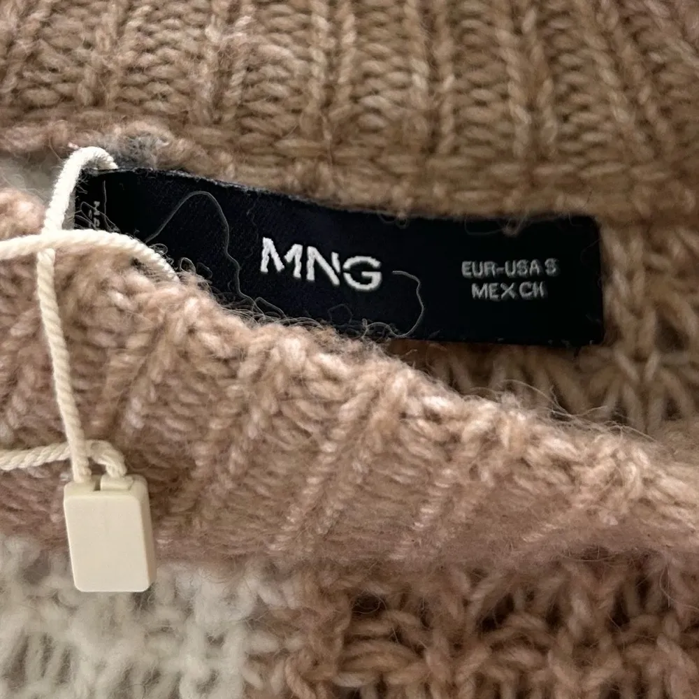 Mango Brown and Cream Crew Neck Sweater with Textured Knit - Image 5