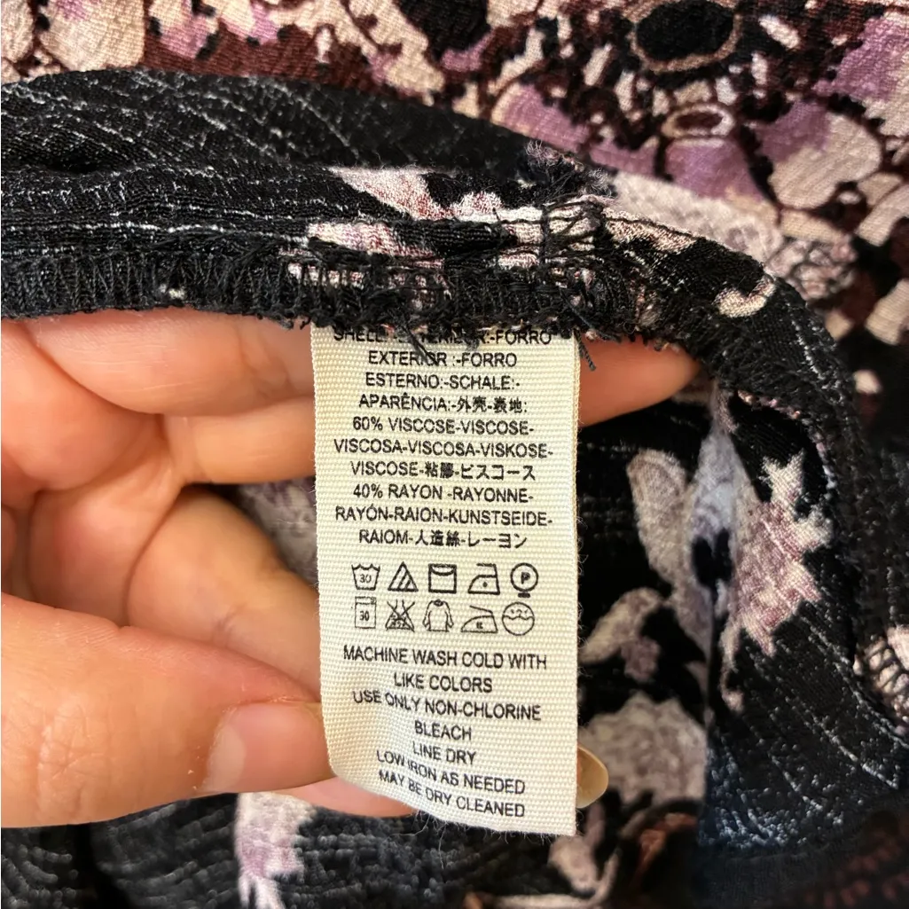 Free People Trapeze Tunic Mini Dress Floral Mandala Print Black small - Image 4