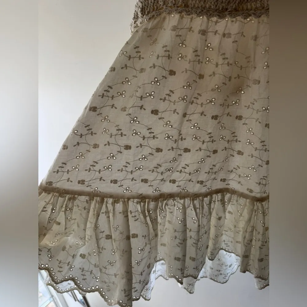 ASOS Cream Crochet Halter Mini Beachy Mini Dress Eyelet Details - Image 4