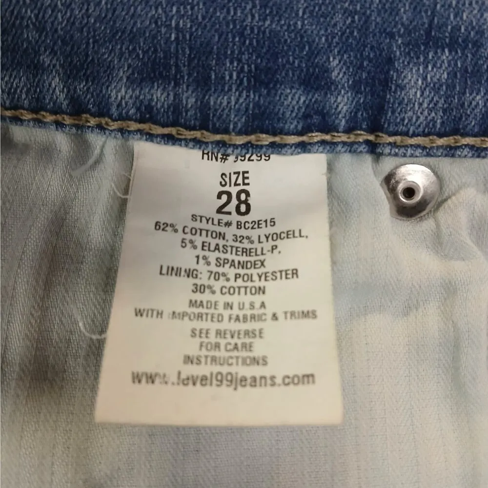 Level 99 Janie Womens Denim Jeans Sz 28 Blue Bleach Splatter Distressed Skinny - Image 5