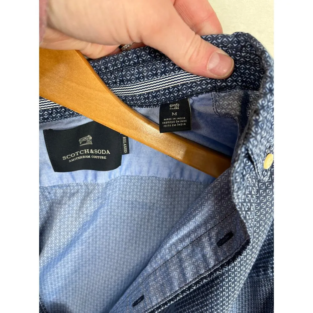 Scotch & Soda Amsterdam Couture relaxed men’s blue printed shirt size medium - Image 3