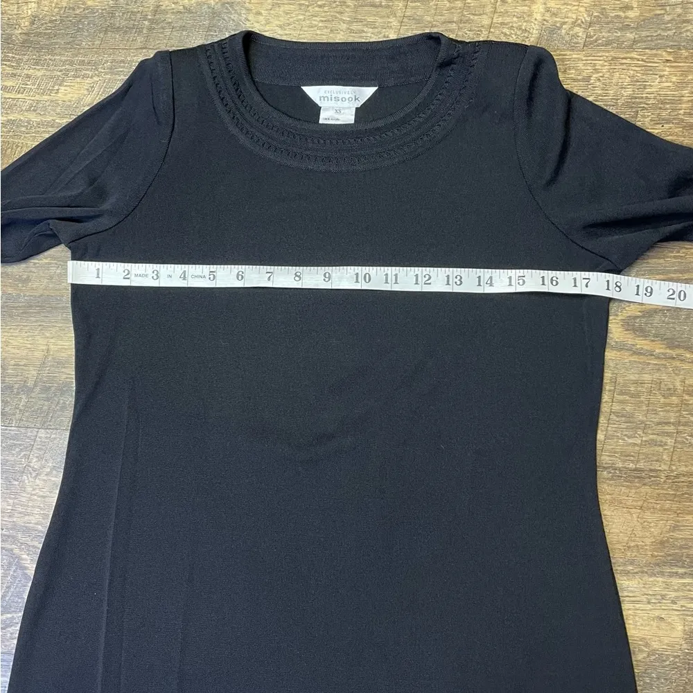 Exclusively Misook Classic Acrylic Knit Bell Sleeve Maxi Dress XS Black Witchy - Image 3