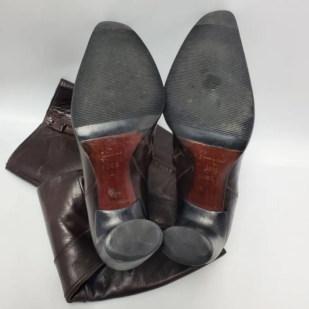 CNC Costume National Womens Tall Knee High Leather Boots Brown Size 36.5 - Image 10