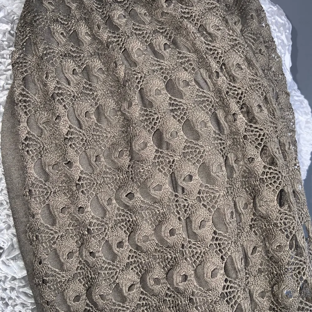 Studio S Taupe Crochet Lace Overlay Infinity Scarf 100% Polyester - Image 7