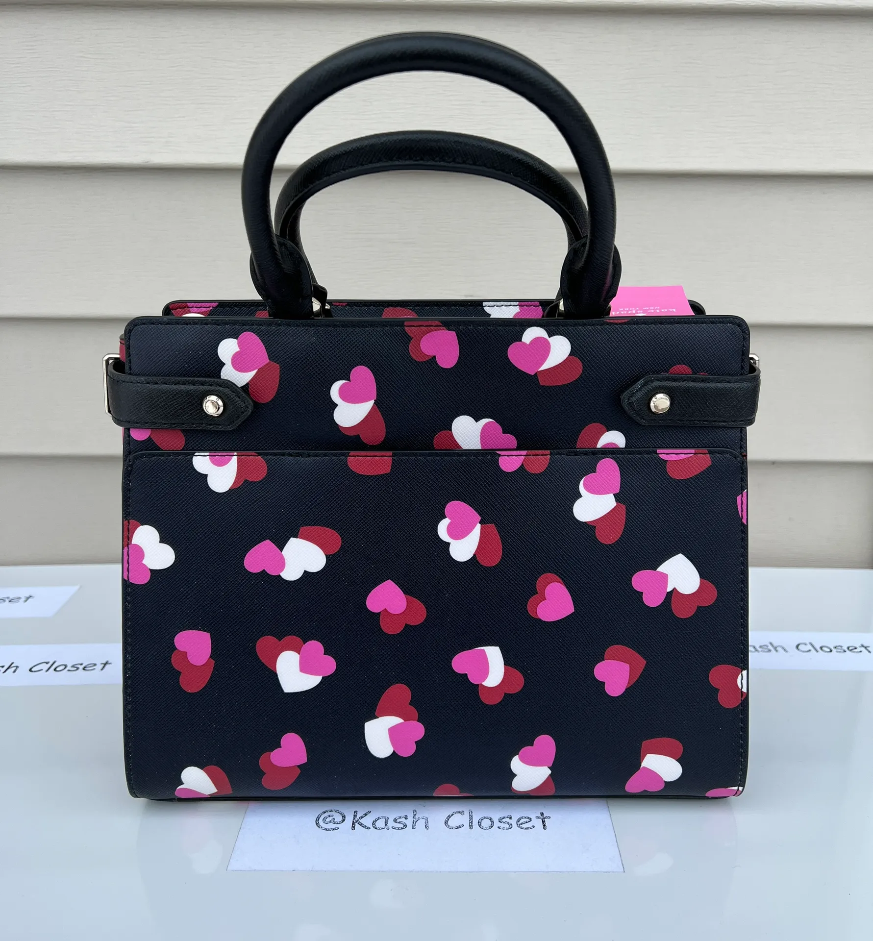 staci heart print medium satchel - Image 3