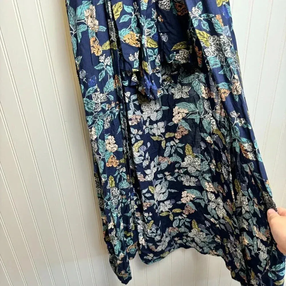 Angie Navy Floral Romper/Maxi Dress Size Large A48 - Image 4