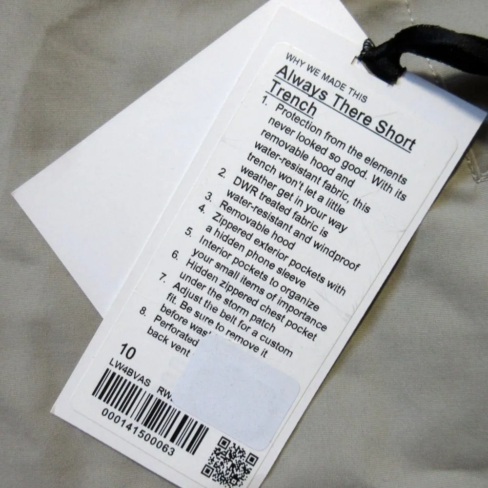 NWT Lululemon Always There Short Trench in Raw Linen Removable Hood Coat 10 - Image 3