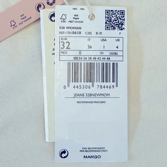 Mango MNG Ecru Cream‎ High Waist Tapered Ankle Mom Jeans Size 1 NWT - Image 10