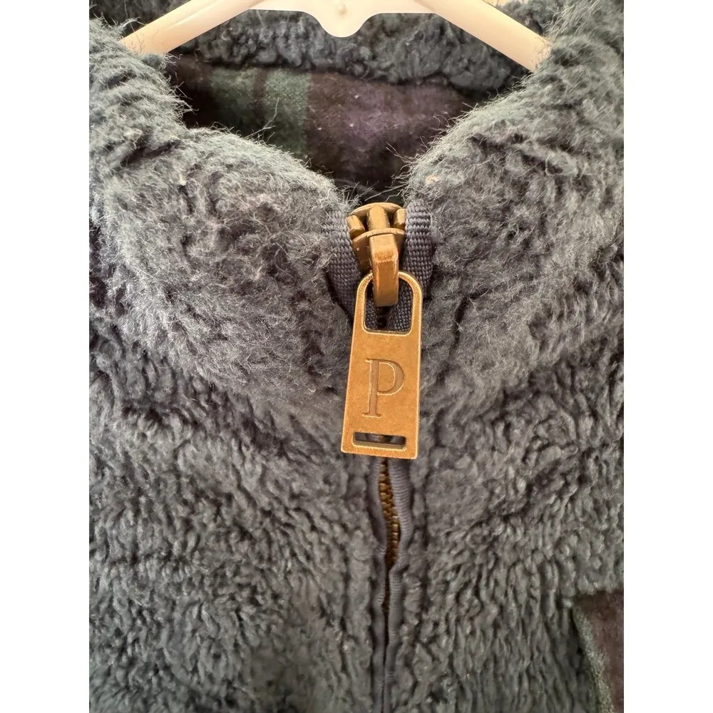 Pendleton Woolen Mills Sherpa Plaid Blue Full Zip Jacket Womens Size Medium - Image 11