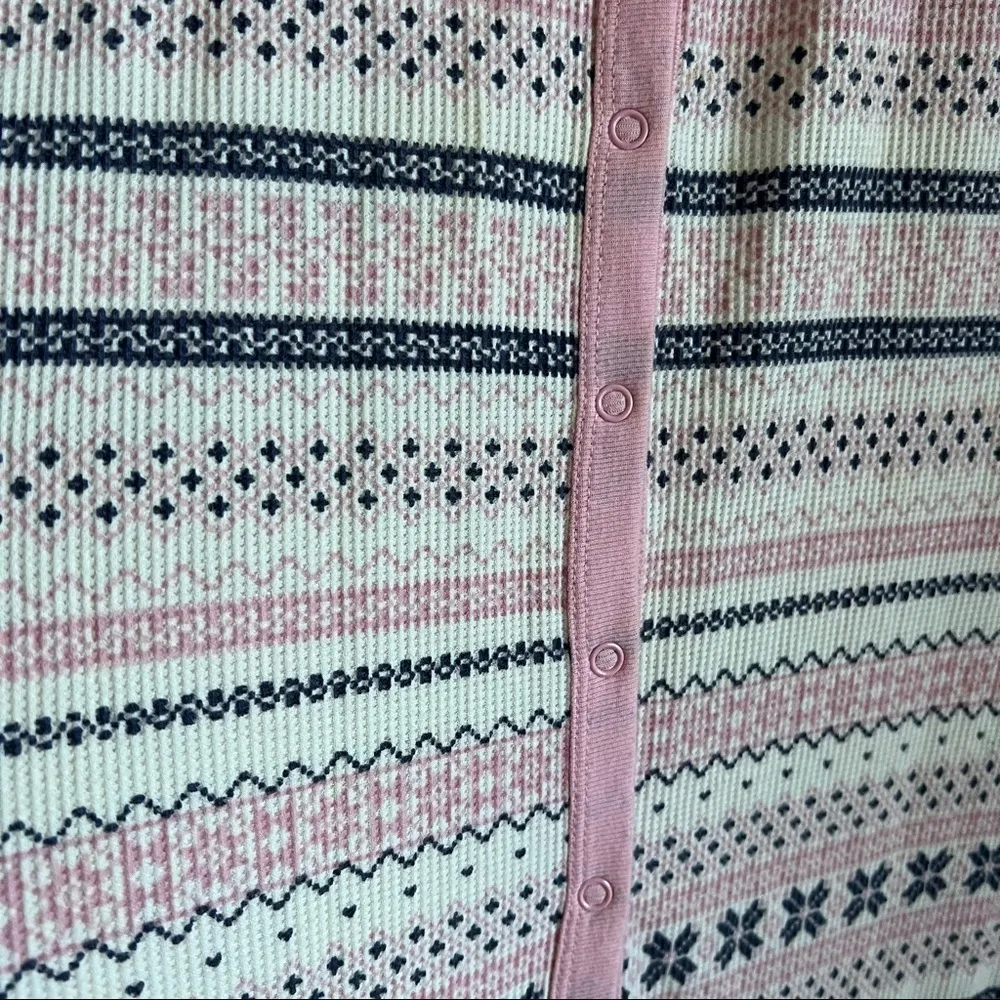 Altar'd State Subtle Holiday Onsie Jumpsuit Lounge Button Front Pajamas Medium - Image 4