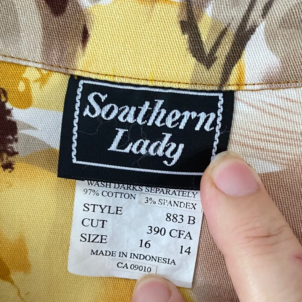 Southern Lady Yellow and Brown Floral Blazer Size 16 - Image 6