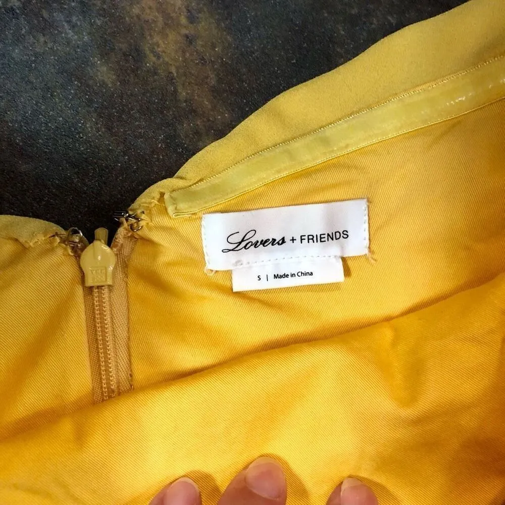 Lovers + Friends Women’s Yellow Strapless Ruffle High Slit in Front Jeadora Gown - Image 9