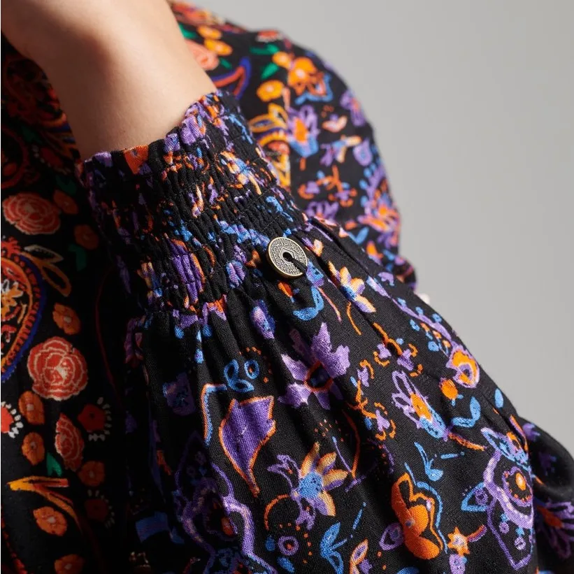 NWT Superdry High Neck Mini Dress In Color Multi Paisley Print - Image 7