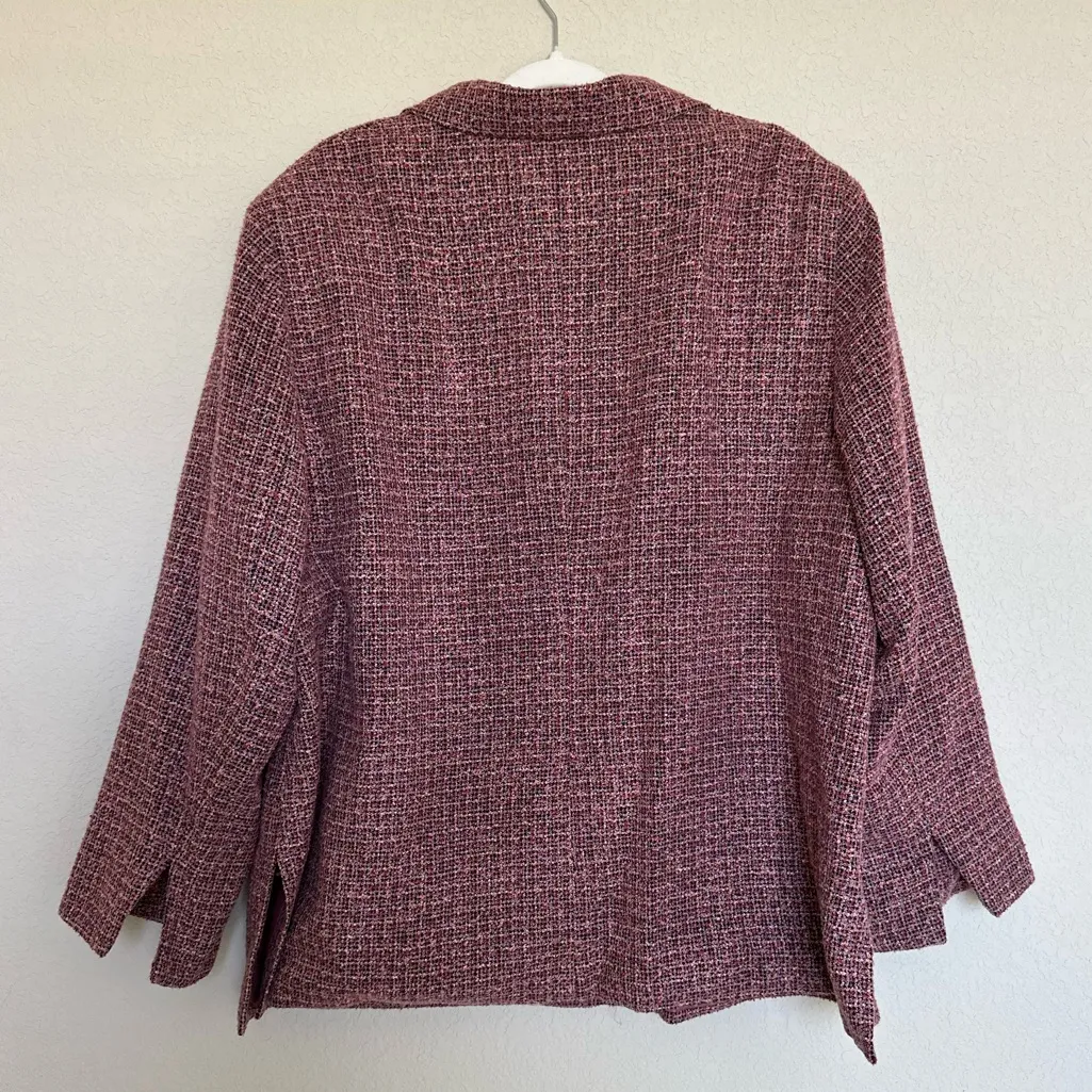 Norton McNaughton Tweed Button-Front Mauve Pink Blazer Jacket - Image 2