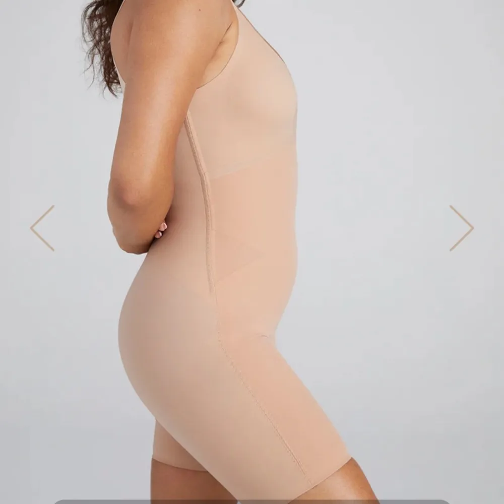 HONEYLOVE Womens Beige SuperPower Mid Thigh Bodysuit Size Small Slimming Shaping Tan - Image 2