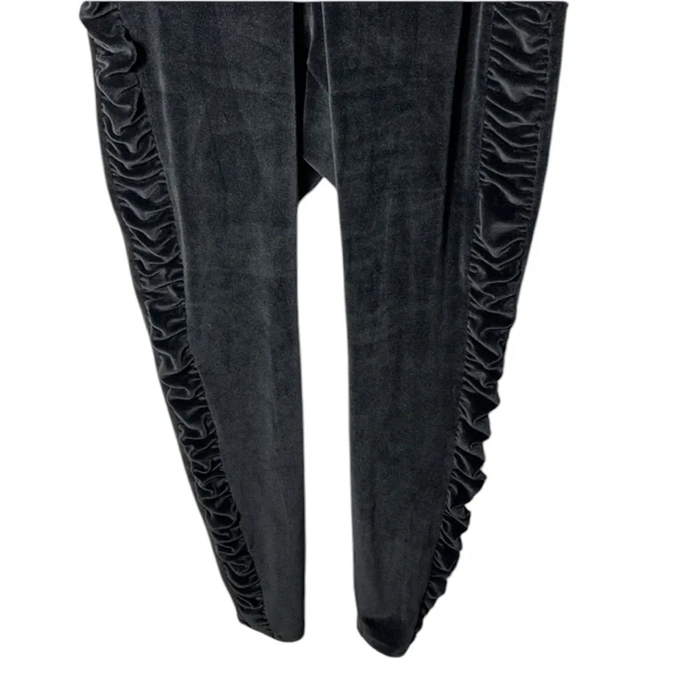 TORRID VELOUR VELVET BLACK SIDE RUFFLE PULLON JOGGERS PANTS - Image 5