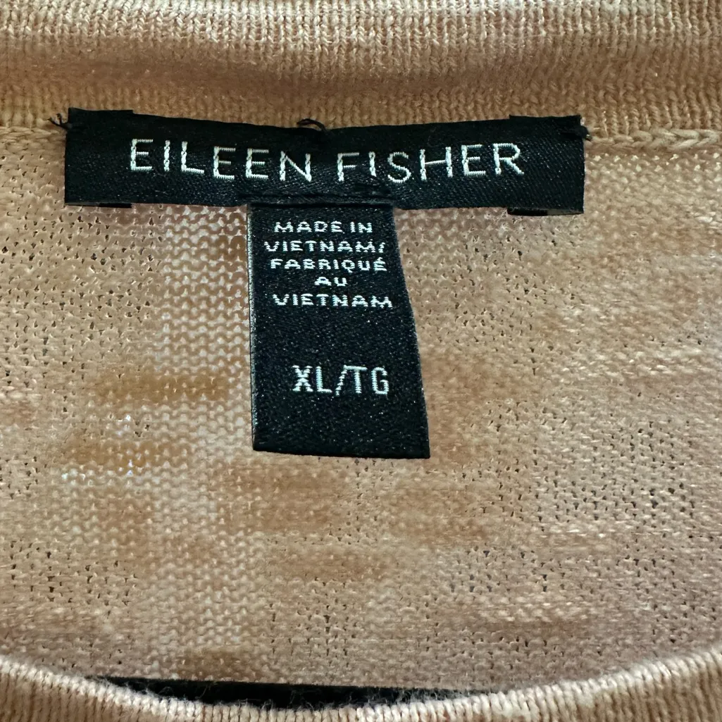 Eileen Fisher Organic Linen Cotton Crew Neck Lightweight‎ Sweater Pink XL - Image 3