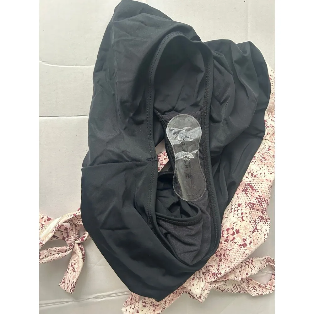 Cupshe Womens Halter One Piece Swimsuit XL Bathing Suit Black & Pink Snake Print - Image 5