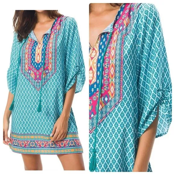 Urban Coco Ladies Vibrant Night Out Vacation Flowy Tunic Ladies Dress SZ Small - Image 2