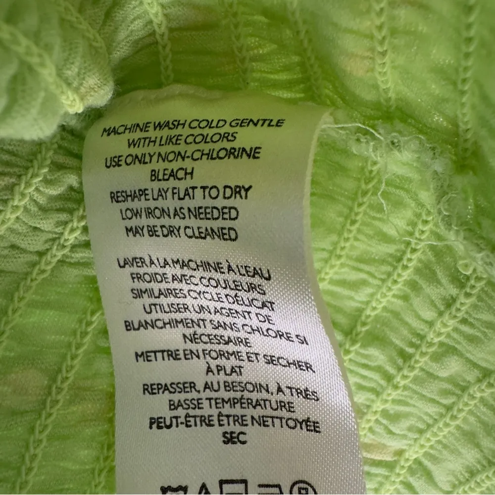 Free People Marigold Top in Key Lime Combo Smocked half Sleeve Cropped top green - Image 12