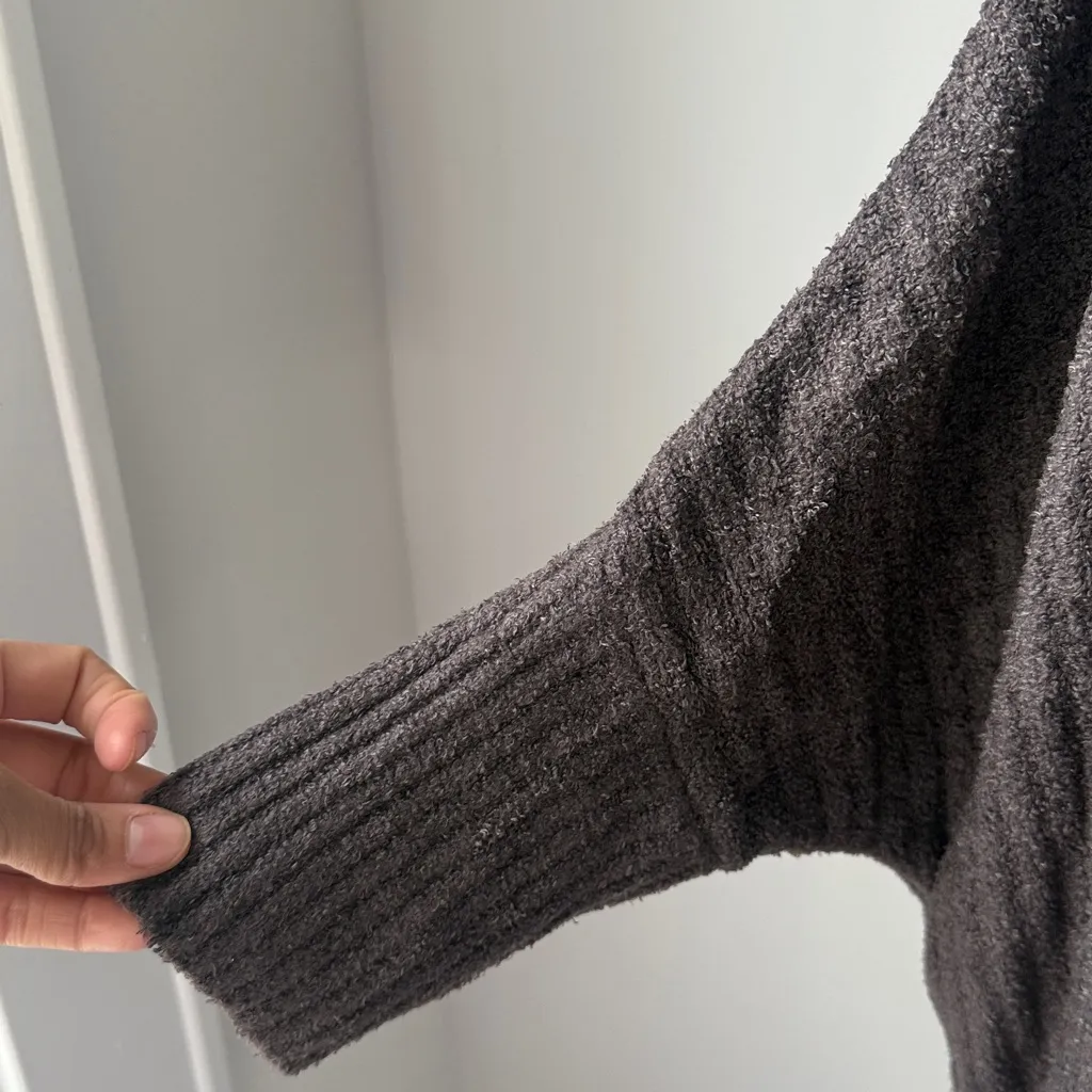 CozyChick Lite Dark Gray Women's Sweater Ribbed Shrug Cardigan L/XL in Carbon - Image 4